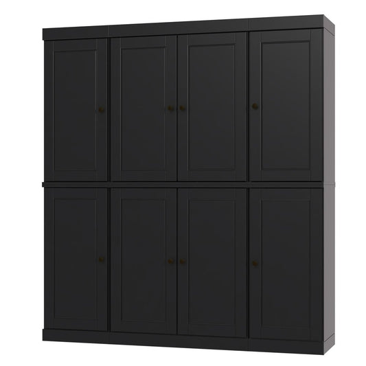 72" Black Solid Wood 8 Pantry Or Storage Closet HomeRoots