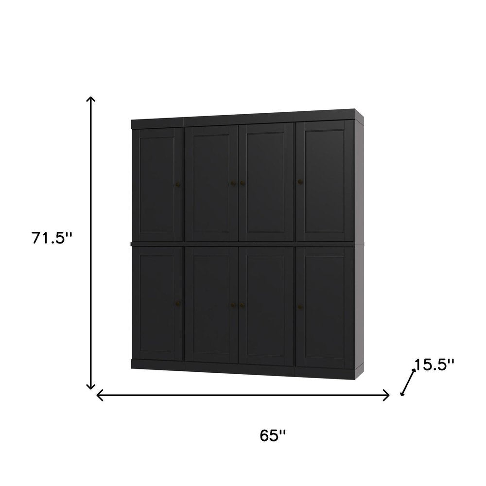 72" Black Solid Wood 8 Pantry Or Storage Closet HomeRoots