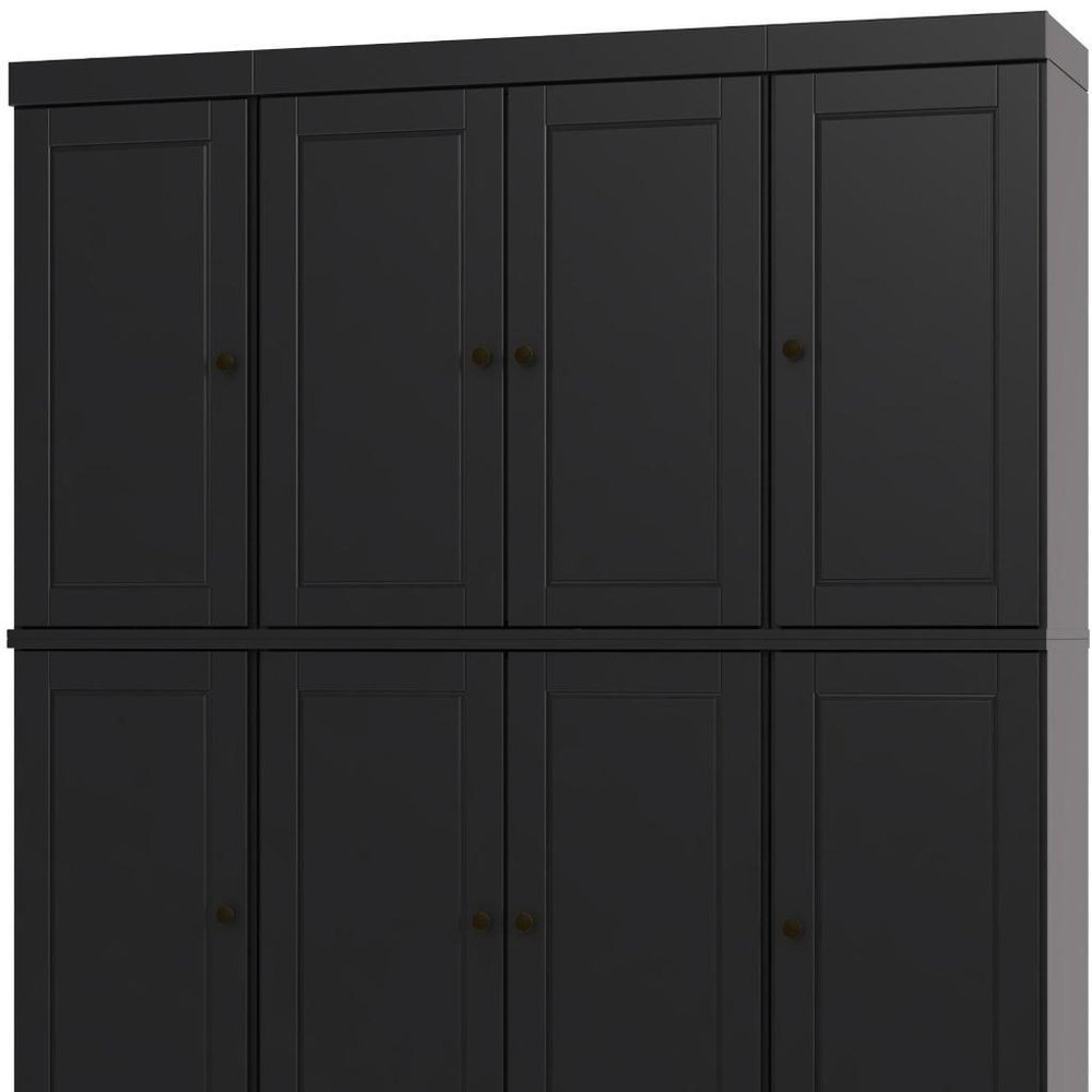 72" Black Solid Wood 8 Pantry Or Storage Closet HomeRoots
