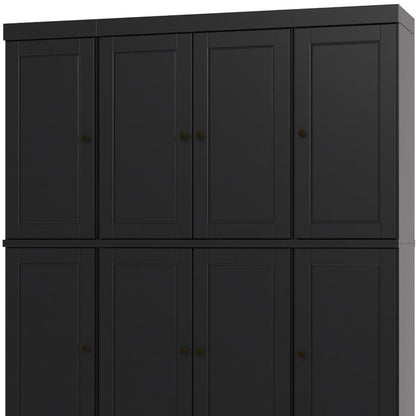 72" Black Solid Wood 8 Pantry Or Storage Closet HomeRoots