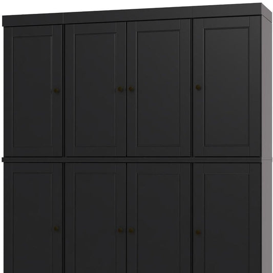 72" Black Solid Wood 8 Pantry Or Storage Closet HomeRoots