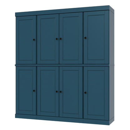 72" Teal Blue Solid Wood 8 Pantry Or Storage Closet