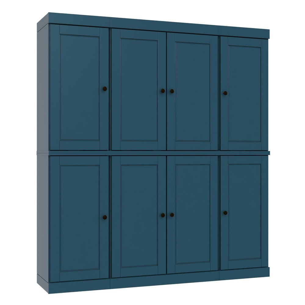 72" Teal Blue Solid Wood 8 Pantry Or Storage Closet HomeRoots