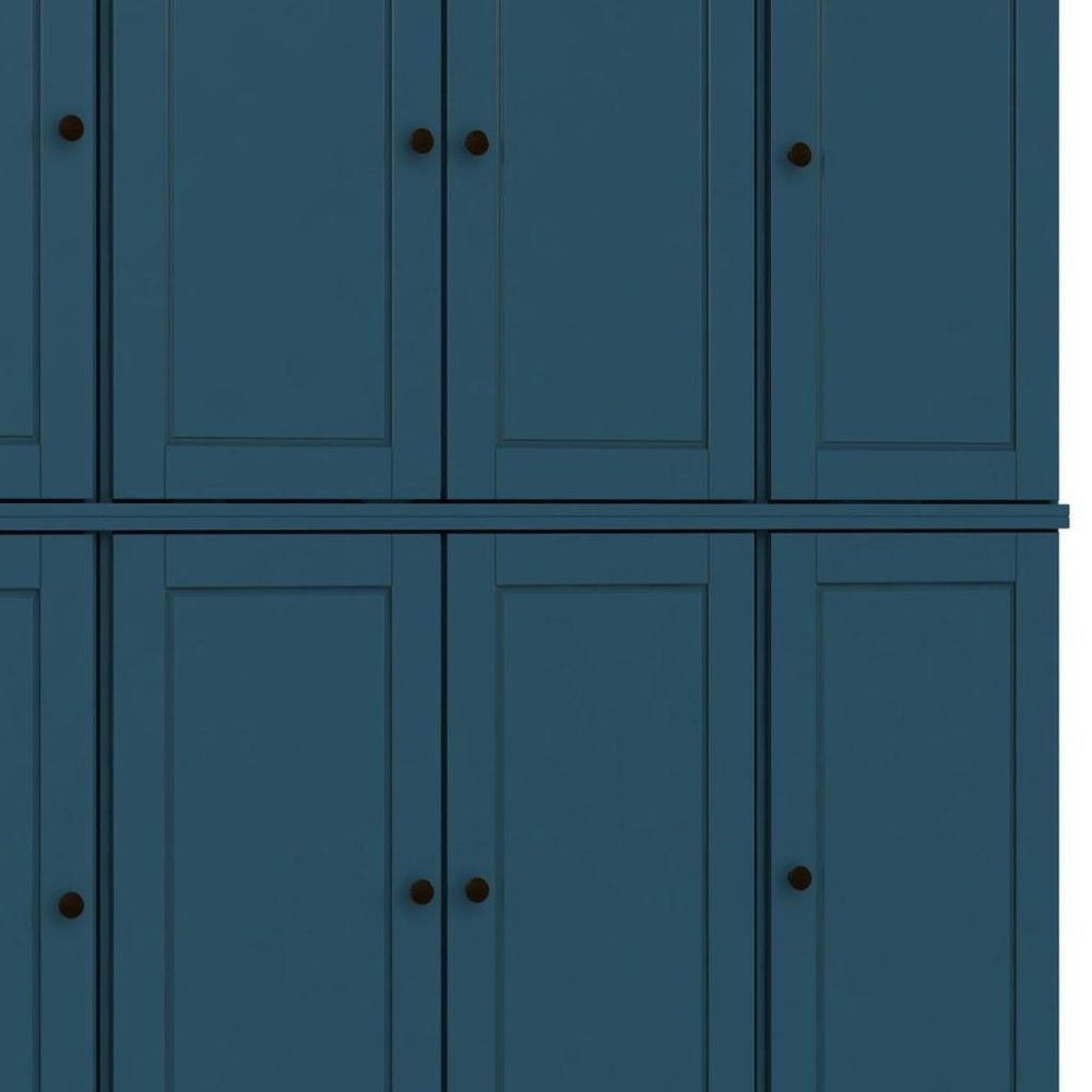 72" Teal Blue Solid Wood 8 Pantry Or Storage Closet — view 3