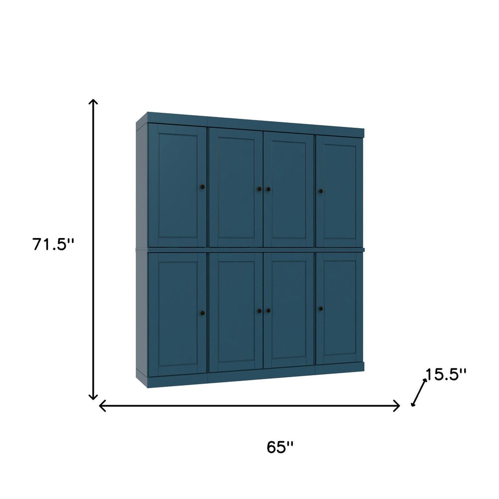 72" Teal Blue Solid Wood 8 Pantry Or Storage Closet HomeRoots
