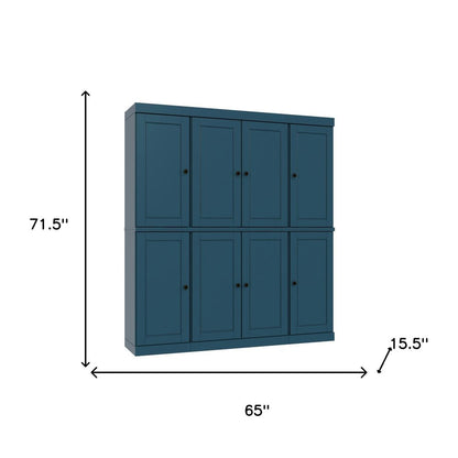 72" Teal Blue Solid Wood 8 Pantry Or Storage Closet HomeRoots