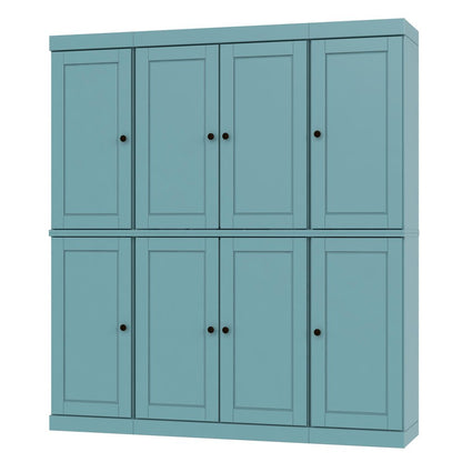 72" Aqua Solid Wood 8 Pantry Or Storage Closet HomeRoots