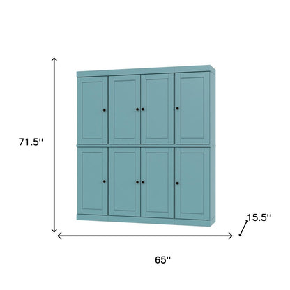 72" Aqua Solid Wood 8 Pantry Or Storage Closet HomeRoots