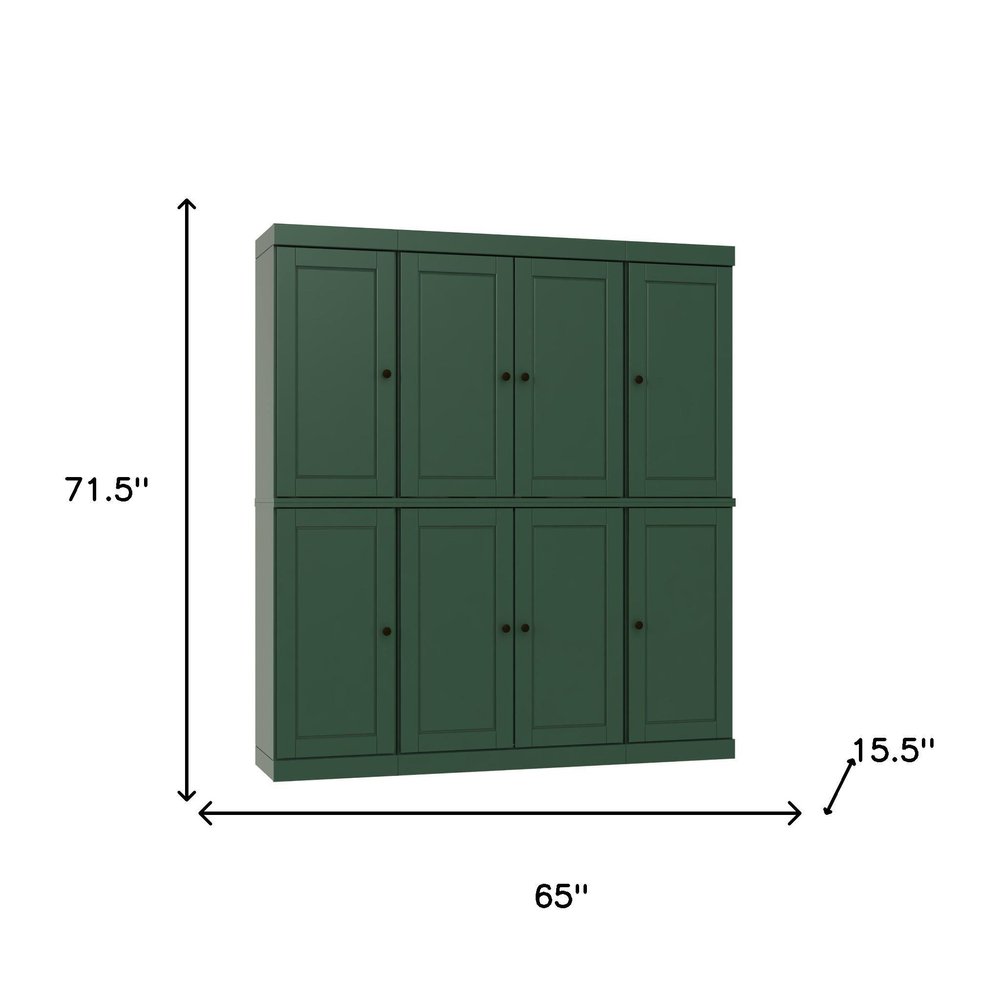 72" Green Solid Wood 8 Pantry Or Storage Closet HomeRoots