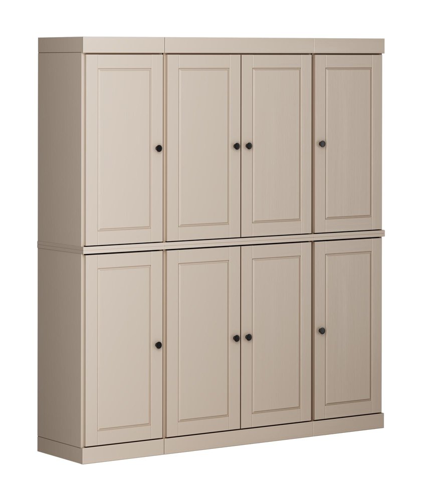 72" Beige Solid Wood 8 Pantry Or Storage Closet — view 2