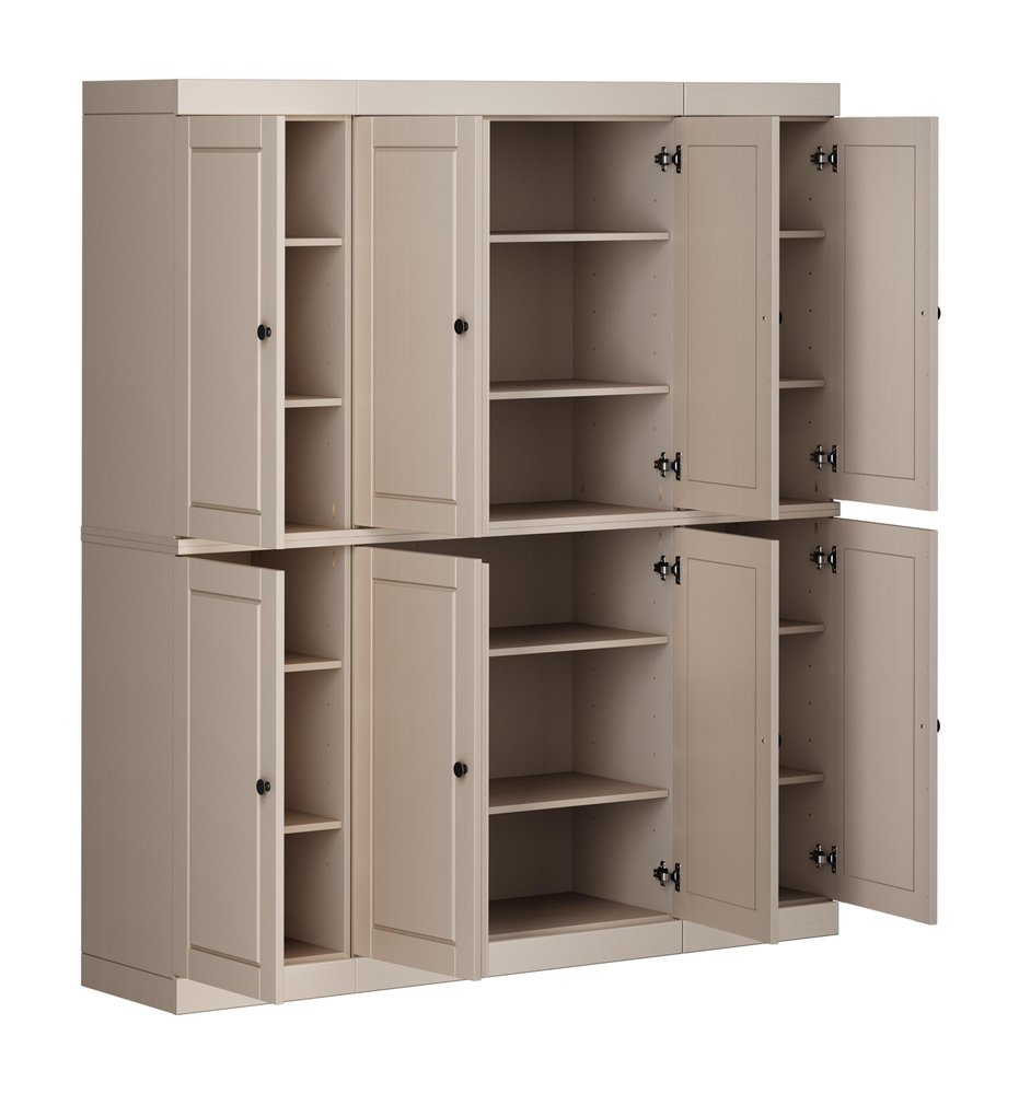 72" Beige Solid Wood 8 Pantry Or Storage Closet — view 8