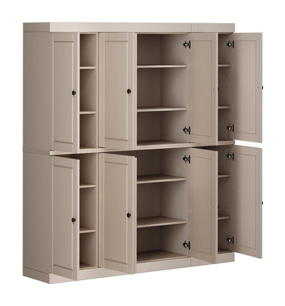 72" Beige Solid Wood 8 Pantry Or Storage Closet HomeRoots