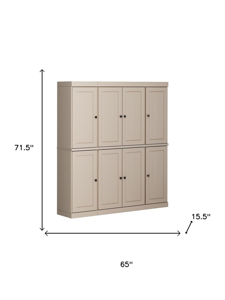 72" Beige Solid Wood 8 Pantry Or Storage Closet — view 6