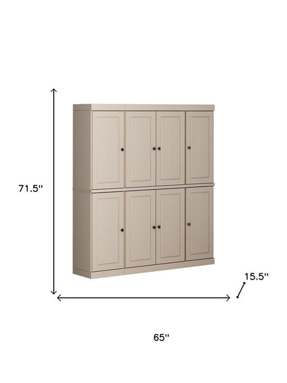 72" Beige Solid Wood 8 Pantry Or Storage Closet HomeRoots