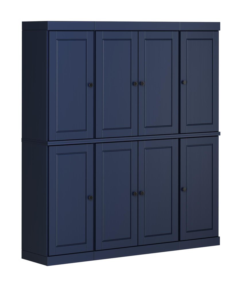 72" Navy Blue Solid Wood 8 Pantry Or Storage Closet HomeRoots