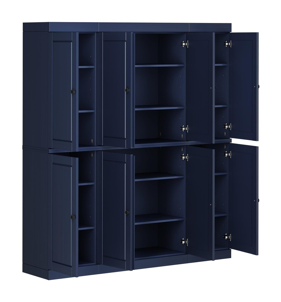 72" Navy Blue Solid Wood 8 Pantry Or Storage Closet HomeRoots