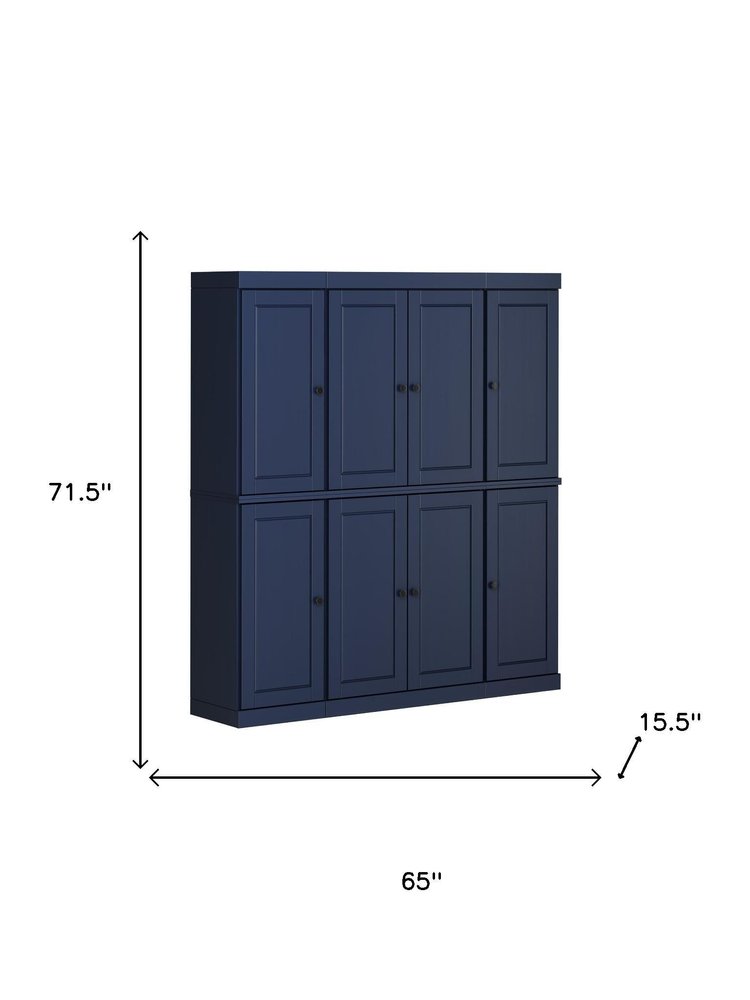 72" Navy Blue Solid Wood 8 Pantry Or Storage Closet HomeRoots
