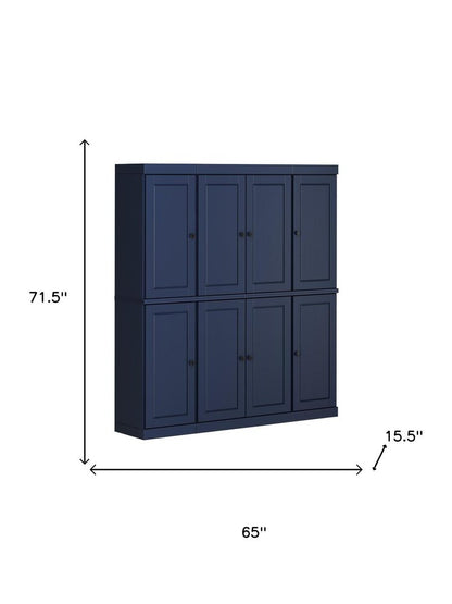 72" Navy Blue Solid Wood 8 Pantry Or Storage Closet HomeRoots