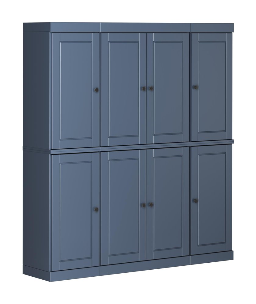 72" French Blue Solid Wood 8 Pantry Or Storage Closet — view 1