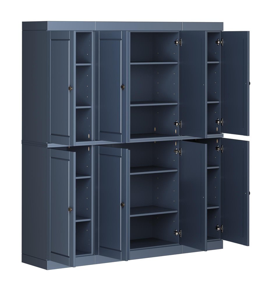 72" French Blue Solid Wood 8 Pantry Or Storage Closet HomeRoots