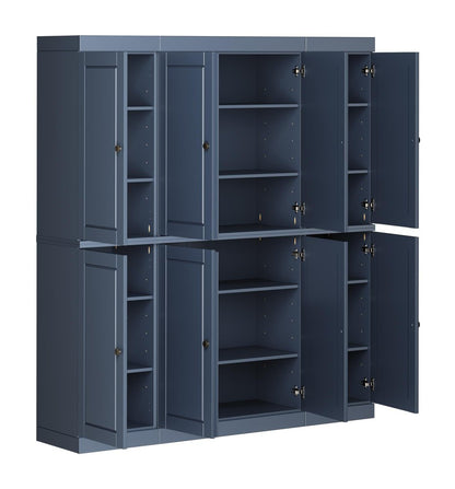 72" French Blue Solid Wood 8 Pantry Or Storage Closet HomeRoots