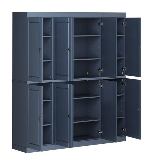72" French Blue Solid Wood 8 Pantry Or Storage Closet HomeRoots