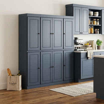 72" French Blue Solid Wood 8 Pantry Or Storage Closet HomeRoots