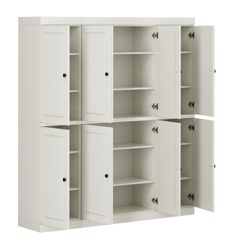 72" Off White Solid Wood 8 Pantry Or Storage Closet HomeRoots