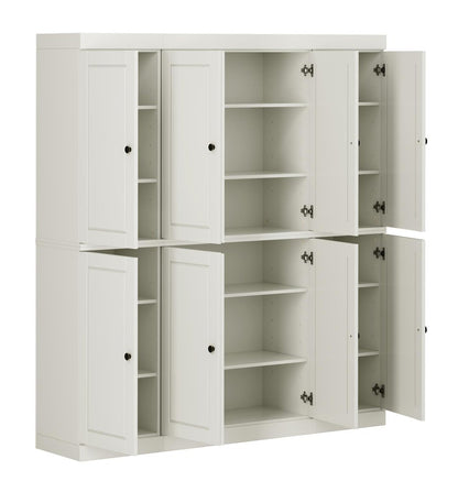 72" Off White Solid Wood 8 Pantry Or Storage Closet HomeRoots