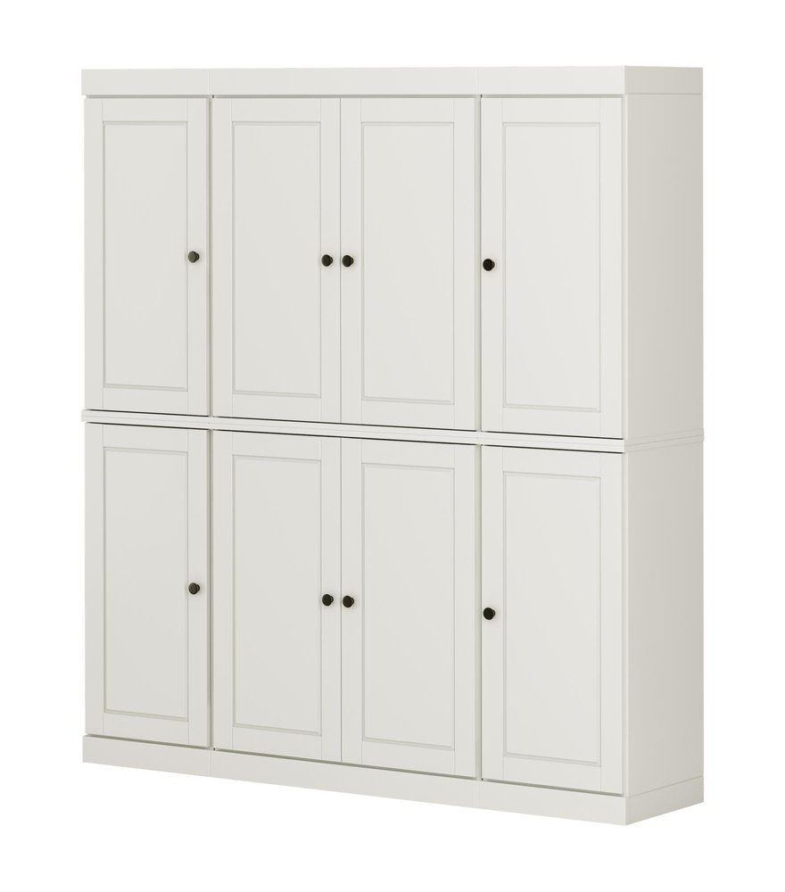 72" Off White Solid Wood 8 Pantry Or Storage Closet HomeRoots