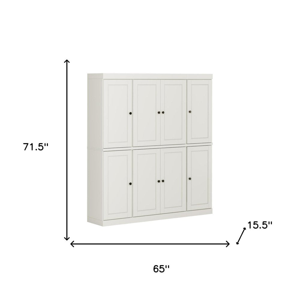 72" Off White Solid Wood 8 Pantry Or Storage Closet HomeRoots
