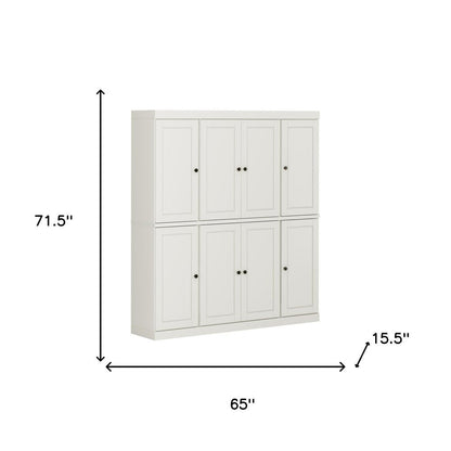 72" Off White Solid Wood 8 Pantry Or Storage Closet HomeRoots