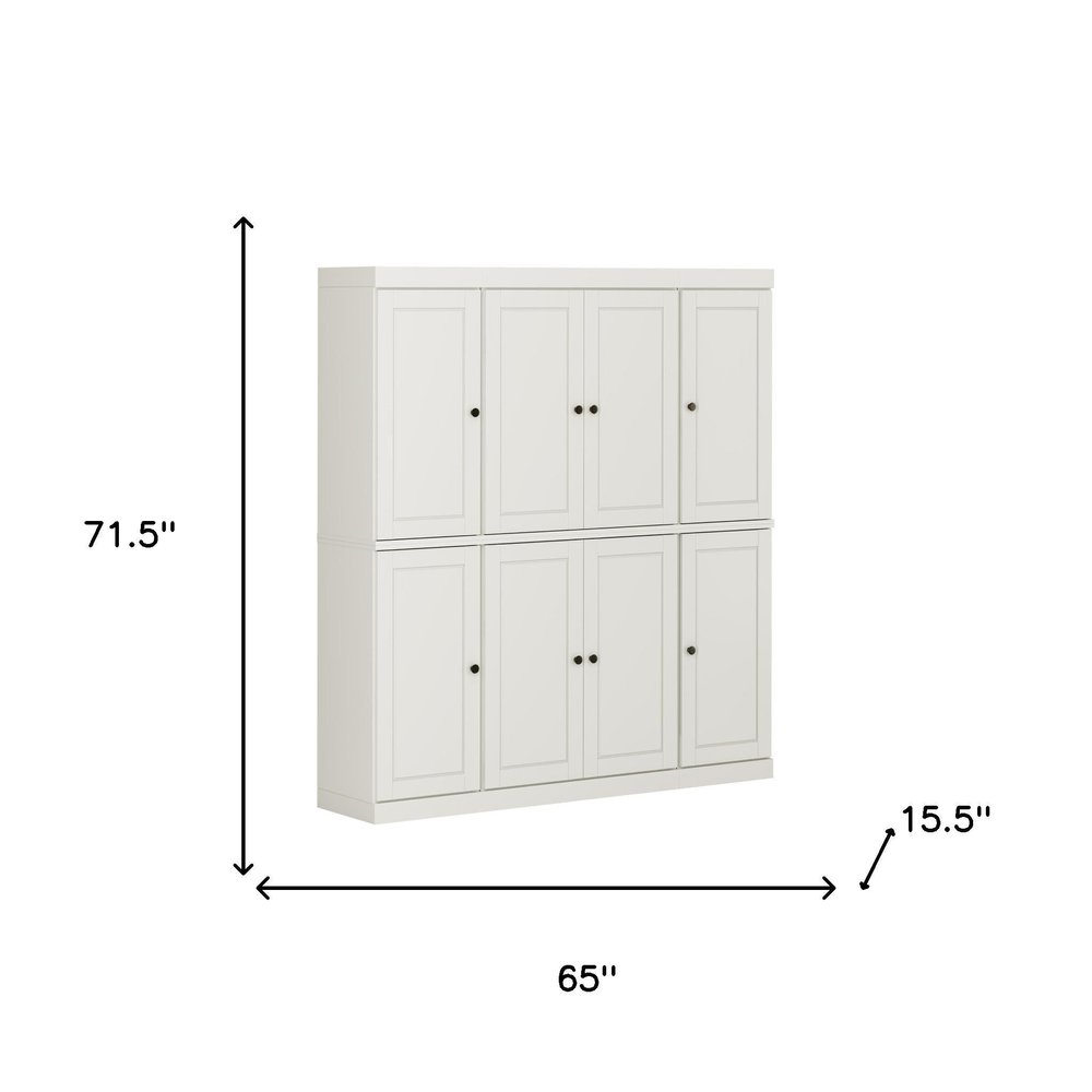 72" Off White Solid Wood 8 Pantry Or Storage Closet — view 5