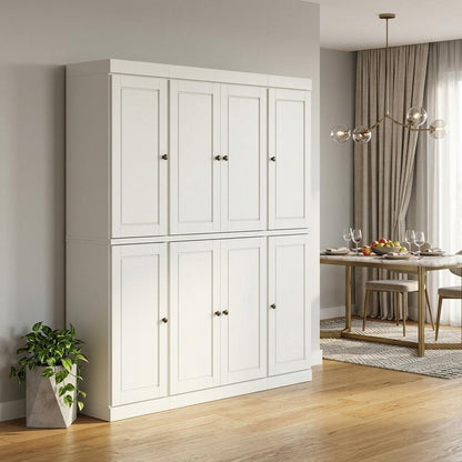 72" Off White Solid Wood 8 Pantry Or Storage Closet HomeRoots