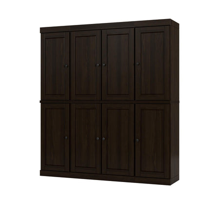 72" Espresso Solid Wood 8 Pantry Or Storage Closet