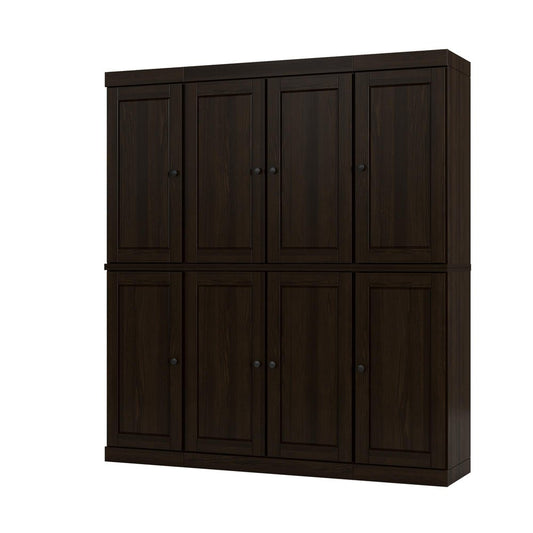 72" Espresso Solid Wood 8 Pantry Or Storage Closet HomeRoots
