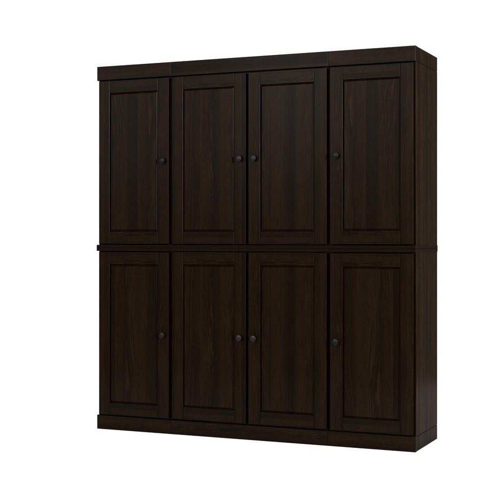 72" Espresso Solid Wood 8 Pantry Or Storage Closet HomeRoots