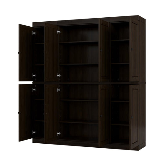 72" Espresso Solid Wood 8 Pantry Or Storage Closet HomeRoots