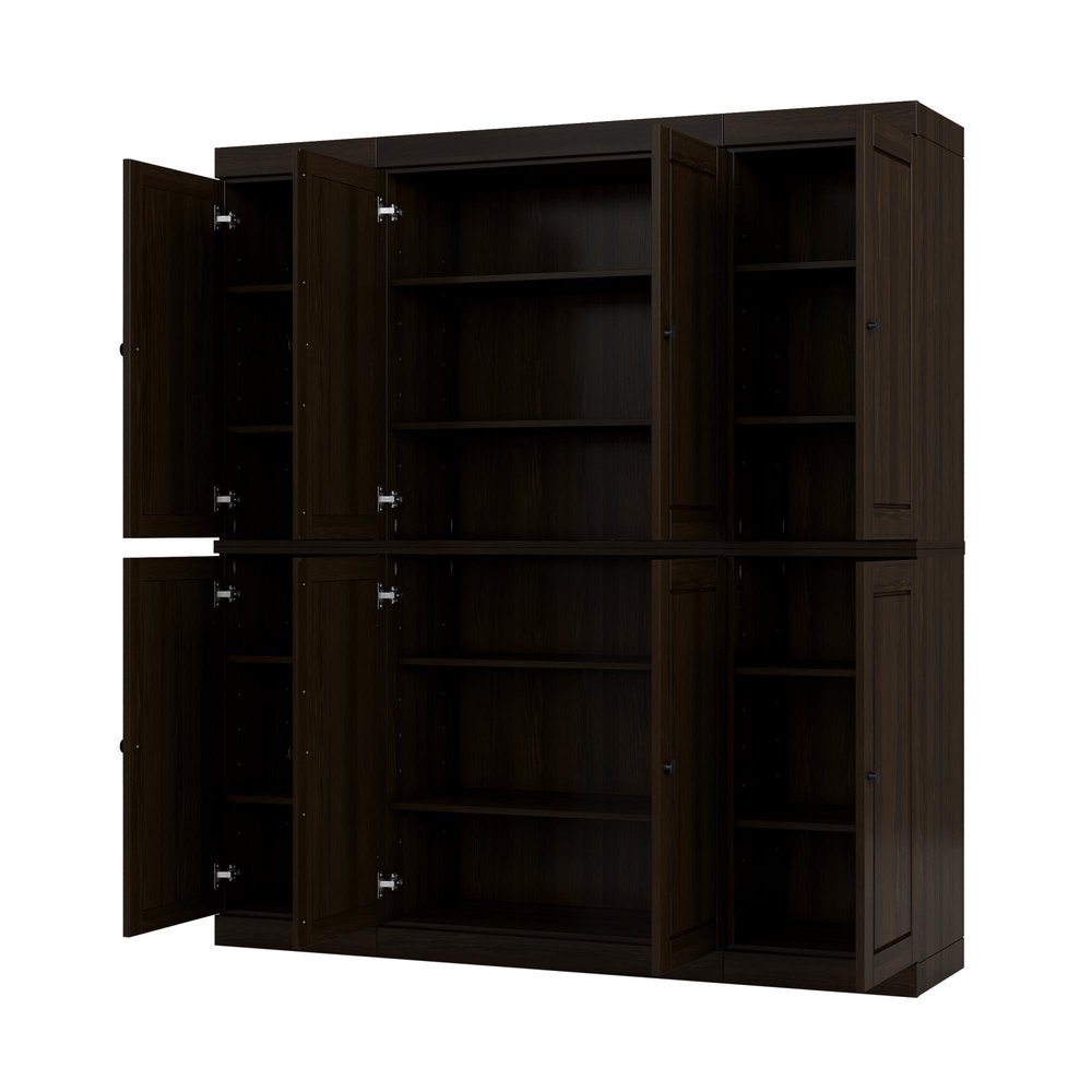 72" Espresso Solid Wood 8 Pantry Or Storage Closet — view 2