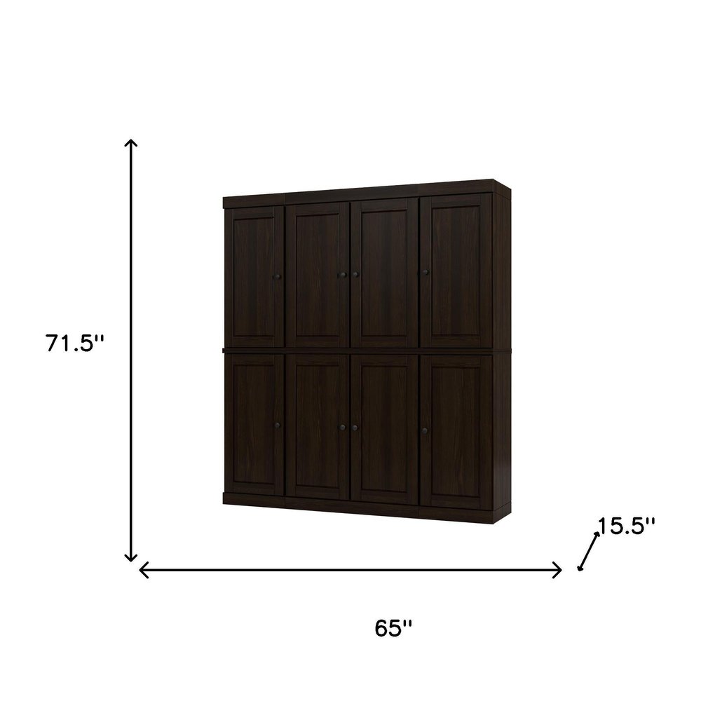 72" Espresso Solid Wood 8 Pantry Or Storage Closet — view 4