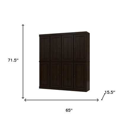 72" Espresso Solid Wood 8 Pantry Or Storage Closet HomeRoots
