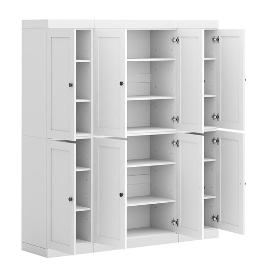 72" White Solid Wood 8 Pantry Or Storage Closet HomeRoots