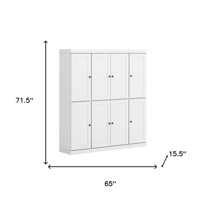 72" White Solid Wood 8 Pantry Or Storage Closet HomeRoots