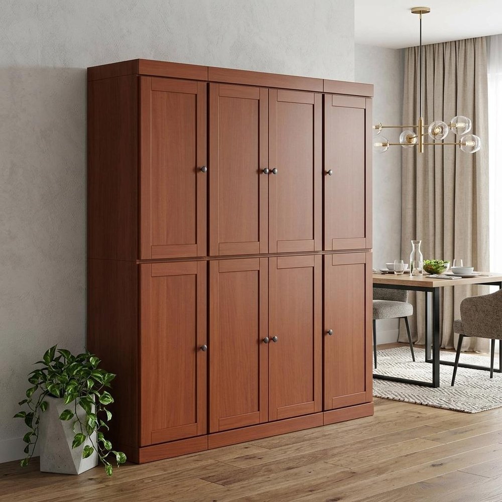 72" Coffee Solid Wood 8 Pantry Or Storage Closet HomeRoots