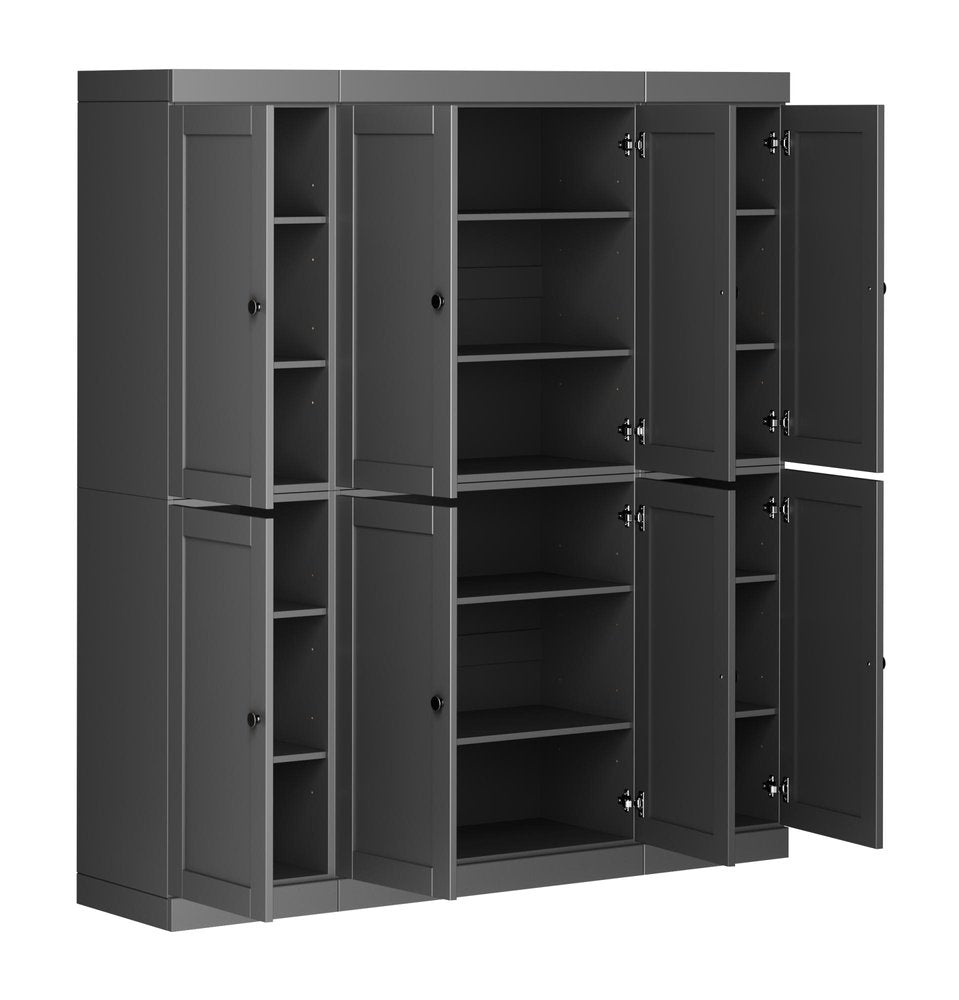 72" Gray Solid Wood 8 Pantry Or Storage Closet HomeRoots