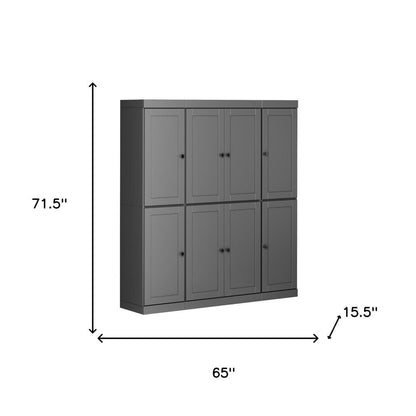 72" Gray Solid Wood 8 Pantry Or Storage Closet HomeRoots