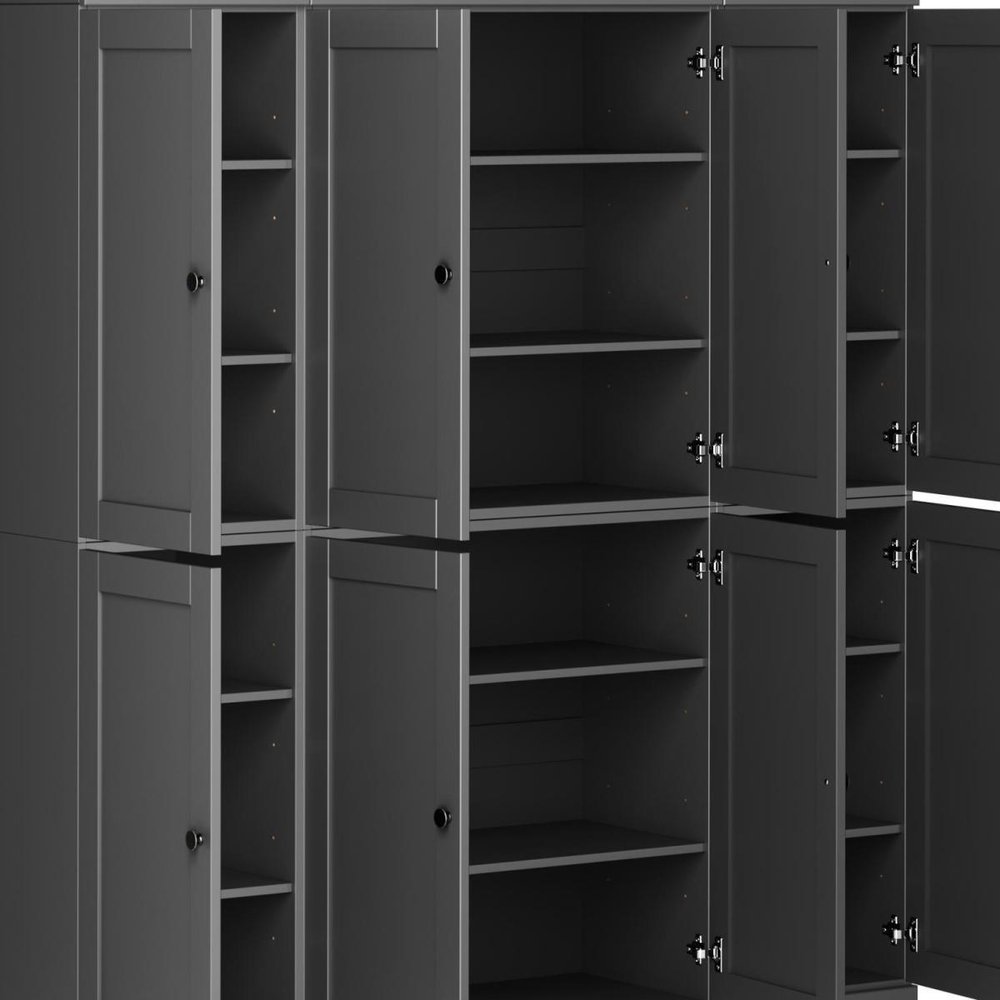 72" Gray Solid Wood 8 Pantry Or Storage Closet — view 6