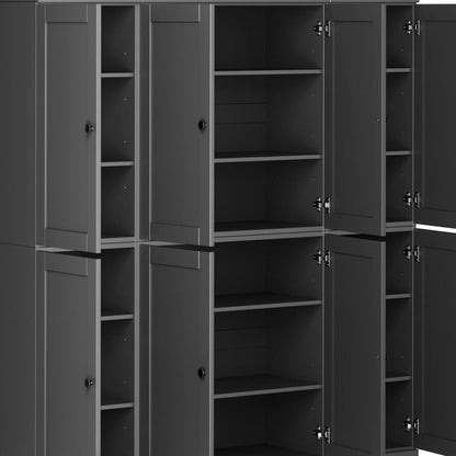 72" Gray Solid Wood 8 Pantry Or Storage Closet