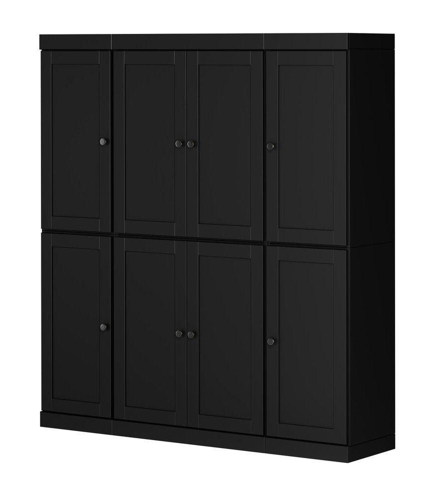 72" Black Solid Wood 8 Pantry Or Storage Closet HomeRoots