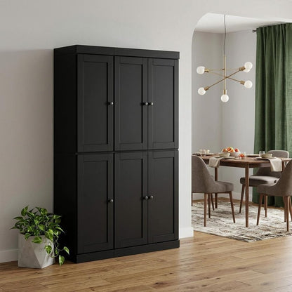 72" Black Solid Wood 8 Pantry Or Storage Closet HomeRoots